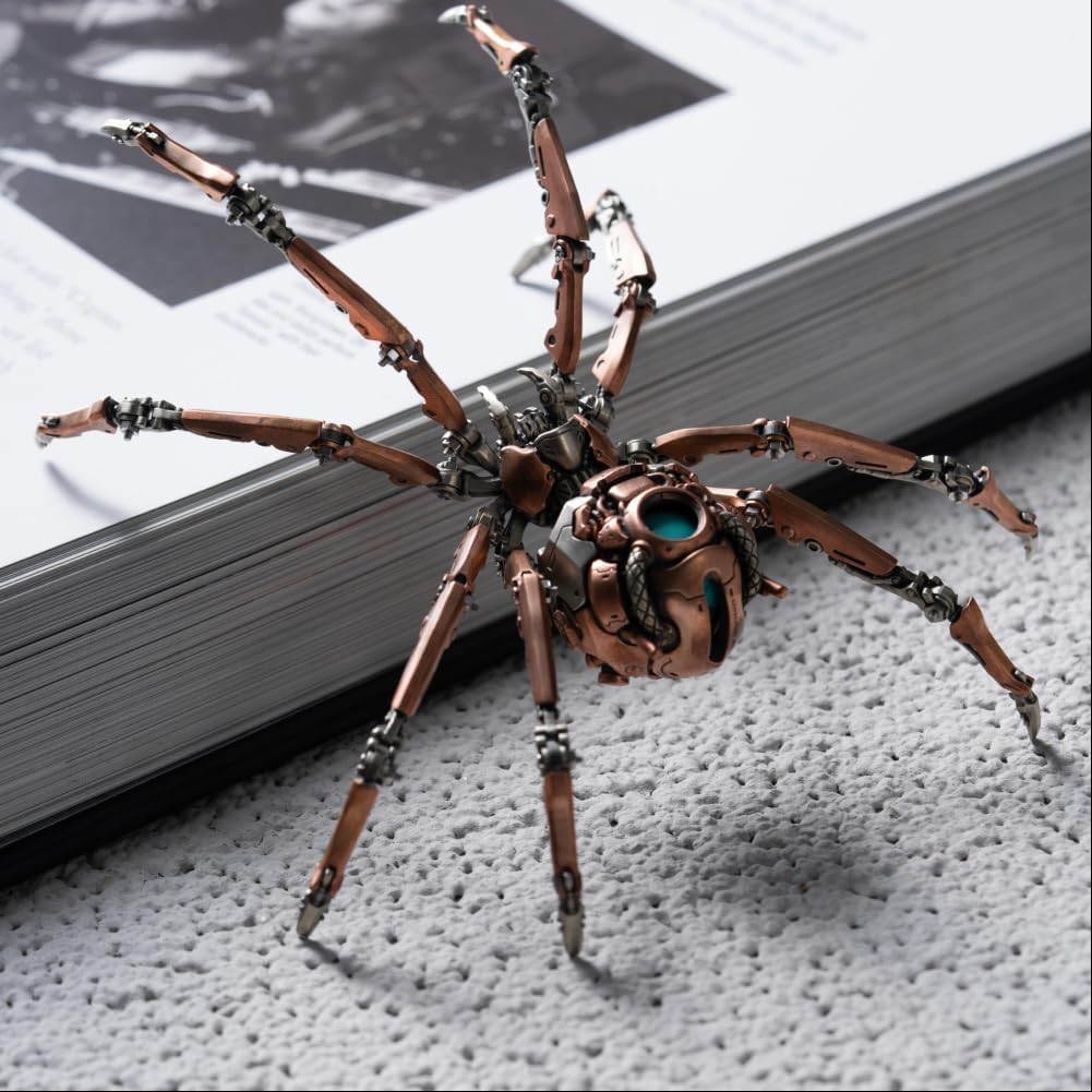 Mechanical Spider Figurine, Poseable Steampunk Gothic Robot Statue
