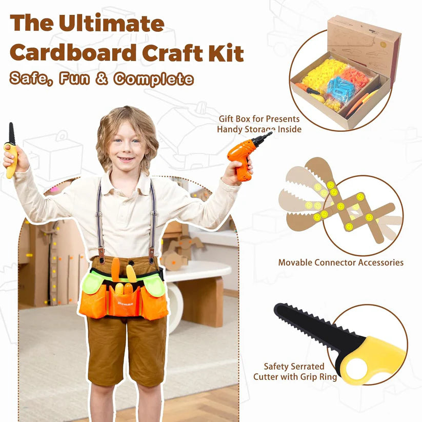 Cardboard Building Set – 401-Piece STEM Construction Kit for Kids