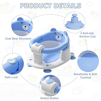 Non-Slip Baby Bath Seat – Easy Sit Support for Safe & Comfortable Bath Time